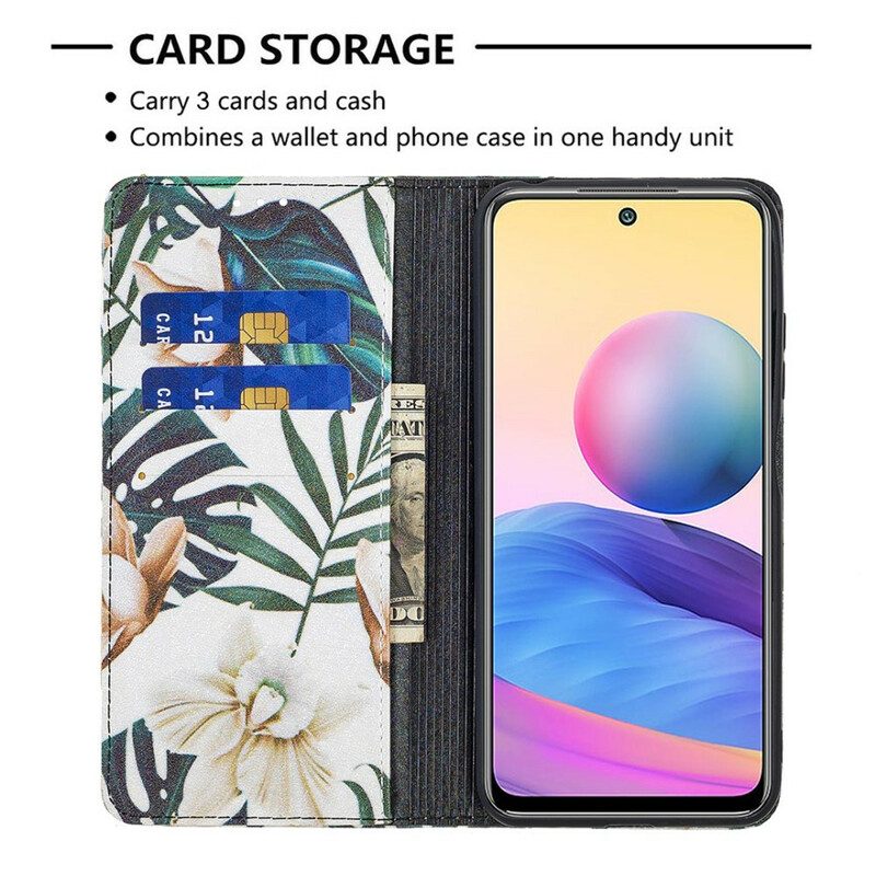 Folio Cover Xiaomi Redmi Note 10 5G Custodia in pelle Foglie