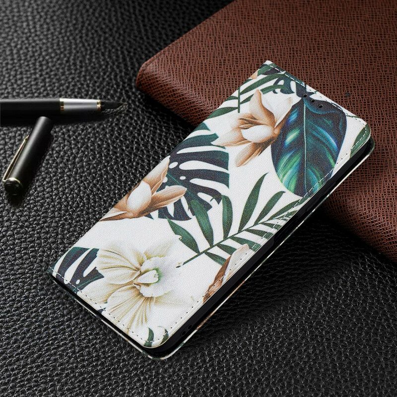 Folio Cover Xiaomi Redmi Note 10 5G Custodia in pelle Foglie