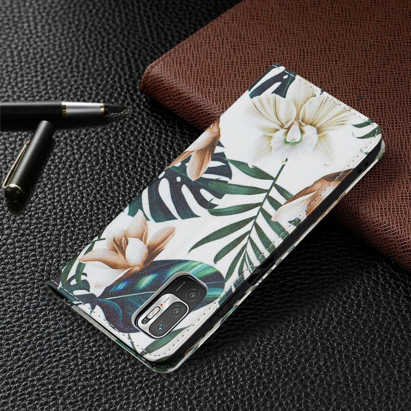 Folio Cover Xiaomi Redmi Note 10 5G Custodia in pelle Foglie