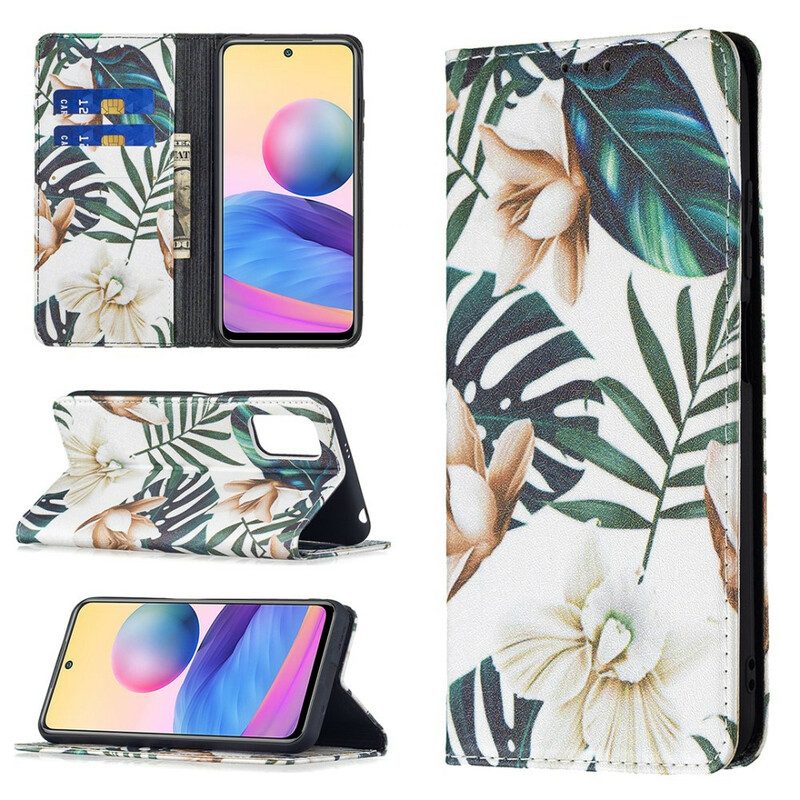 Folio Cover Xiaomi Redmi Note 10 5G Custodia in pelle Foglie