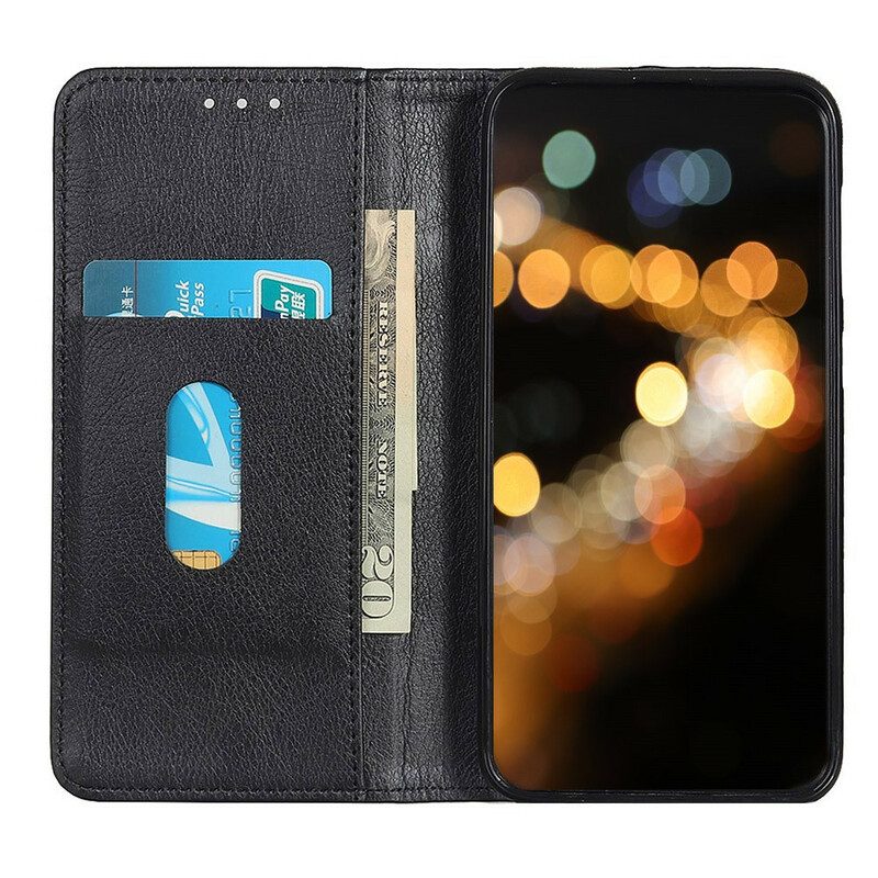 Folio Cover Xiaomi Redmi Note 10 5G Custodia in pelle Trama Di Cuoio Spaccato Di Litchi