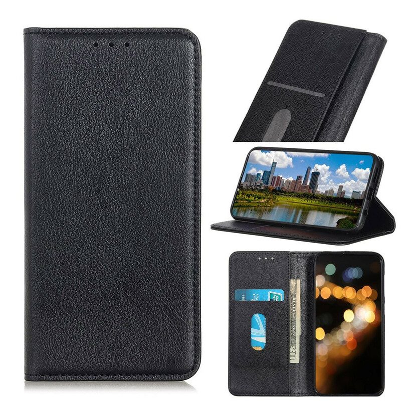 Folio Cover Xiaomi Redmi Note 10 5G Custodia in pelle Trama Di Cuoio Spaccato Di Litchi