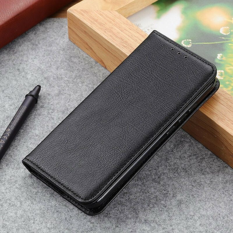 Folio Cover Xiaomi Redmi Note 10 5G Custodia in pelle Trama Di Cuoio Spaccato Di Litchi