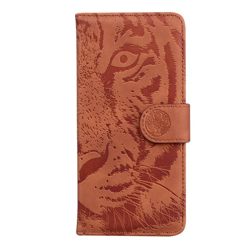 Folio Cover Xiaomi Redmi Note 10 5G Stampa Faccia Di Tigre