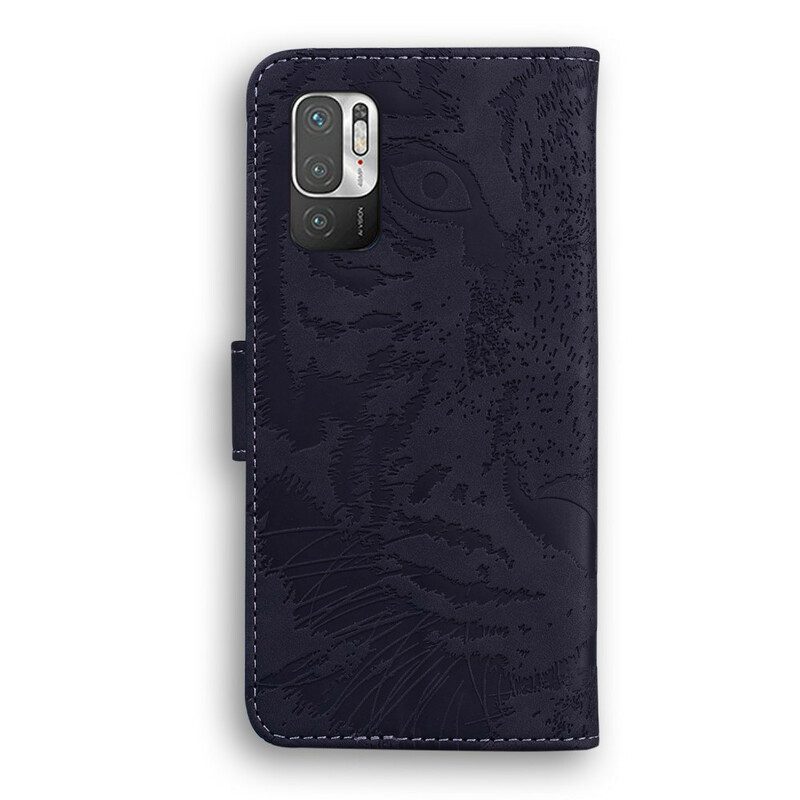 Folio Cover Xiaomi Redmi Note 10 5G Stampa Faccia Di Tigre