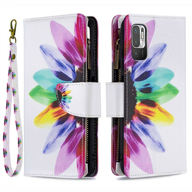 Folio Cover Xiaomi Redmi Note 10 5G Tasca Con Zip A Fiore