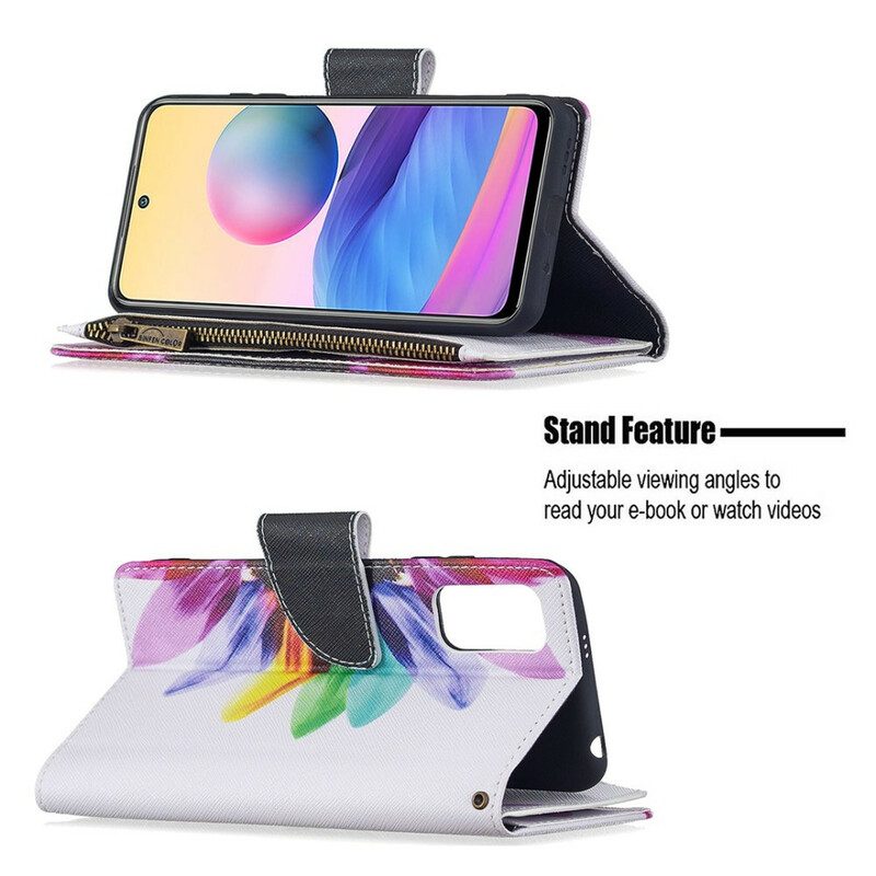 Folio Cover Xiaomi Redmi Note 10 5G Tasca Con Zip A Fiore