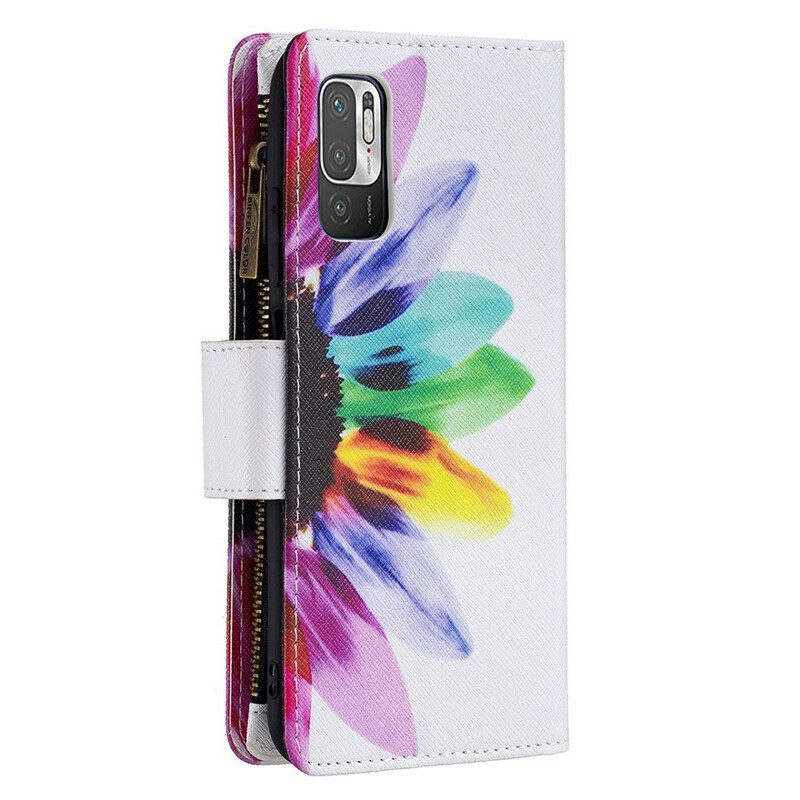 Folio Cover Xiaomi Redmi Note 10 5G Tasca Con Zip A Fiore