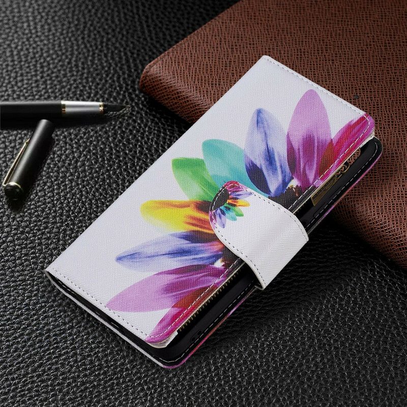 Folio Cover Xiaomi Redmi Note 10 5G Tasca Con Zip A Fiore