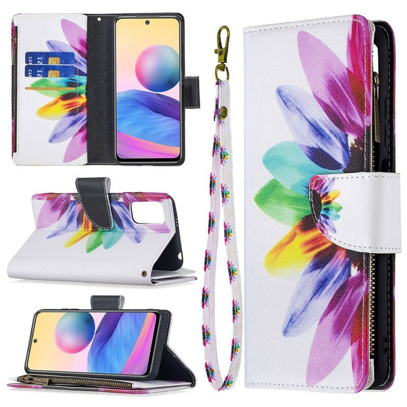 Folio Cover Xiaomi Redmi Note 10 5G Tasca Con Zip A Fiore