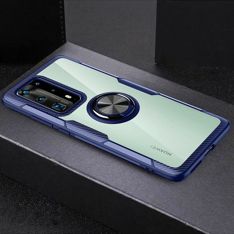 Cover Huawei P40 Pro Anello In Metallo Premium Trasparente