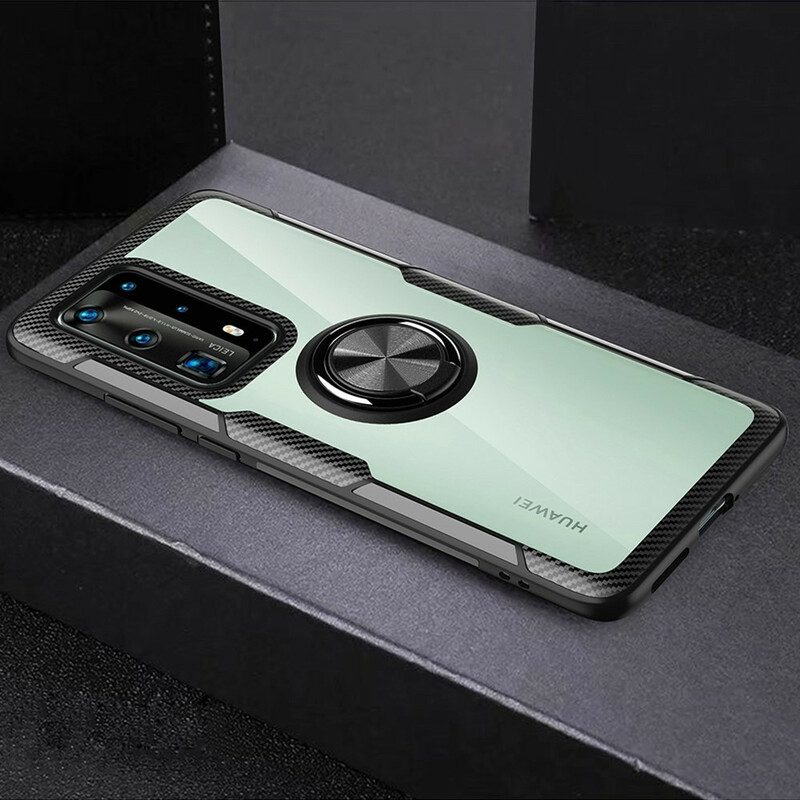 Cover Huawei P40 Pro Anello In Metallo Premium Trasparente