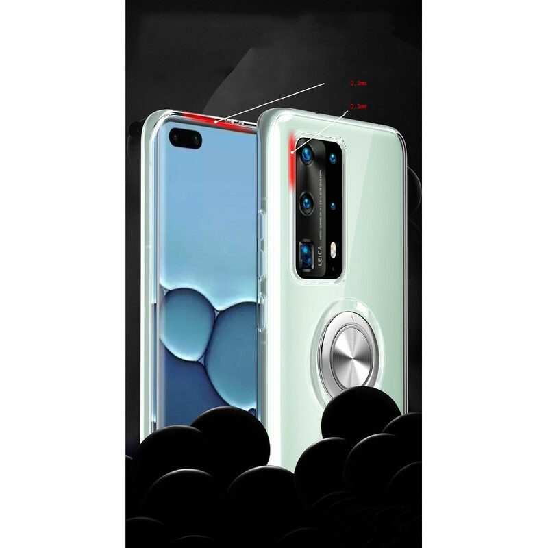 Cover Huawei P40 Pro Anello Rotante In Metallo Siliconato