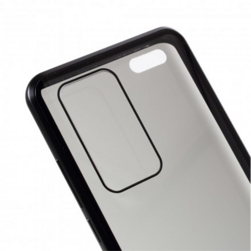 Cover Huawei P40 Pro Bordi In Metallo E Doppio Vetro Temperato