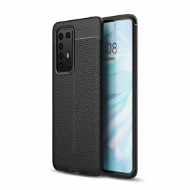 Cover Huawei P40 Pro Doppia Linea Litchi Effetto Pelle