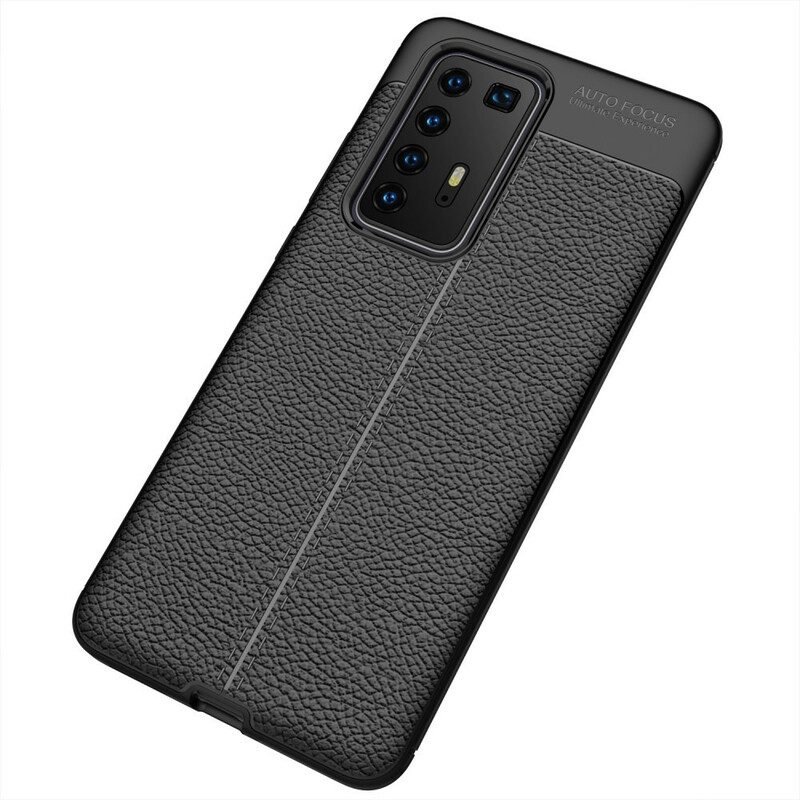 Cover Huawei P40 Pro Doppia Linea Litchi Effetto Pelle