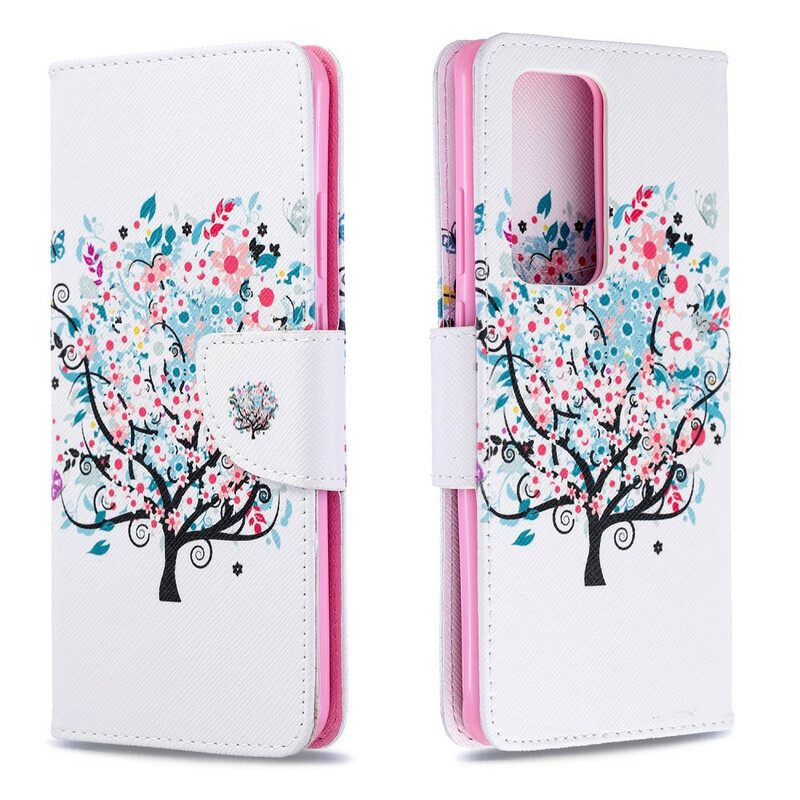 Custodia in pelle Huawei P40 Pro Albero Fiorito