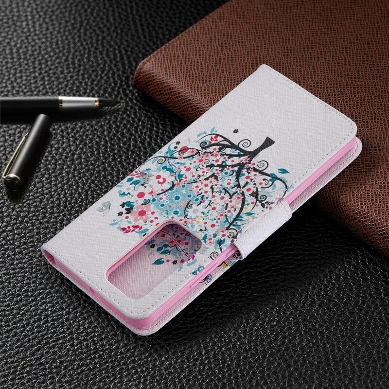 Custodia in pelle Huawei P40 Pro Albero Fiorito