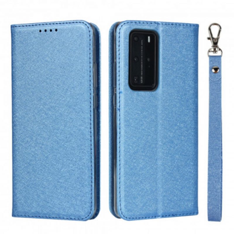 Folio Cover Huawei P40 Pro Custodia in pelle Stile In Morbida Pelle Con Cinturino