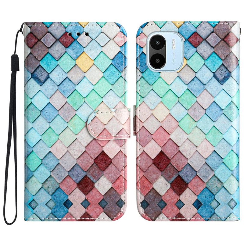 Custodia in pelle Xiaomi Redmi A1 Griglia A Strisce Colorate