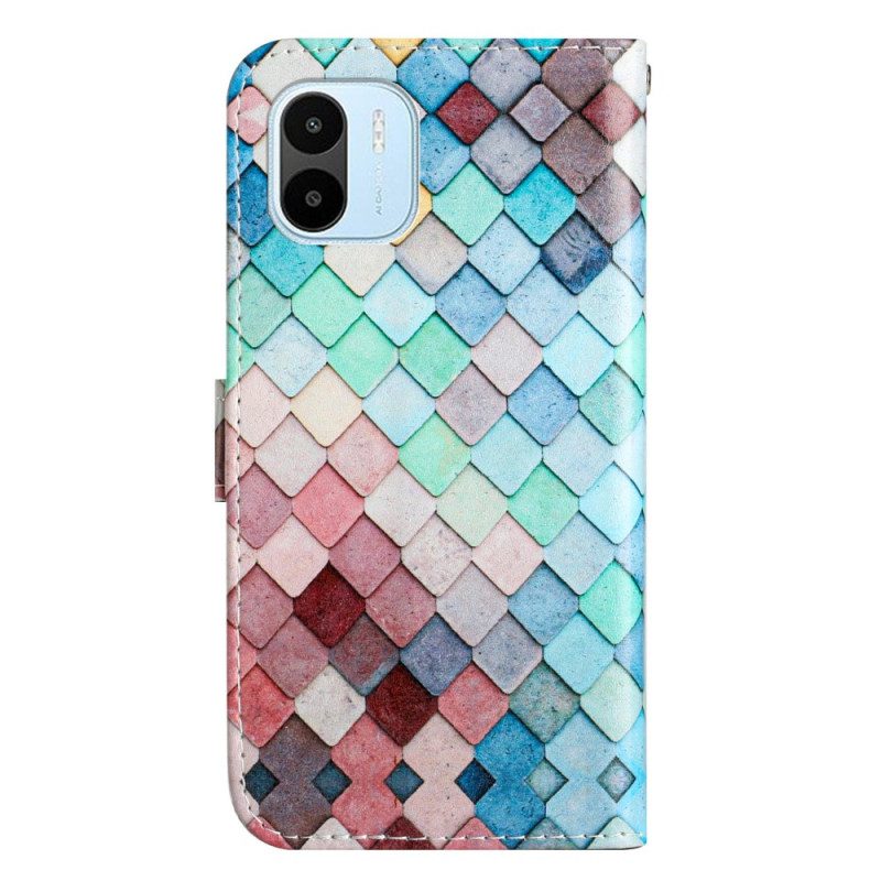 Custodia in pelle Xiaomi Redmi A1 Griglia A Strisce Colorate