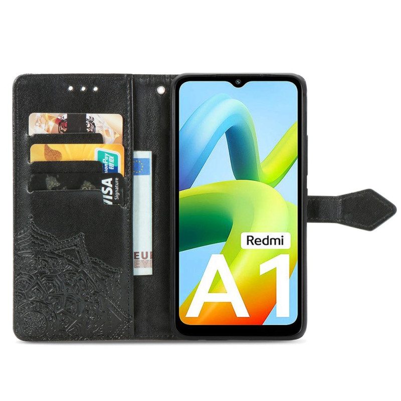 Folio Cover Xiaomi Redmi A1 Mandala Sole Con Cordino