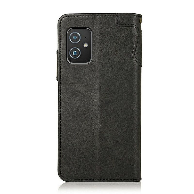 Custodia in pelle Asus Zenfone 8 Bottone In Ecopelle Khazneh