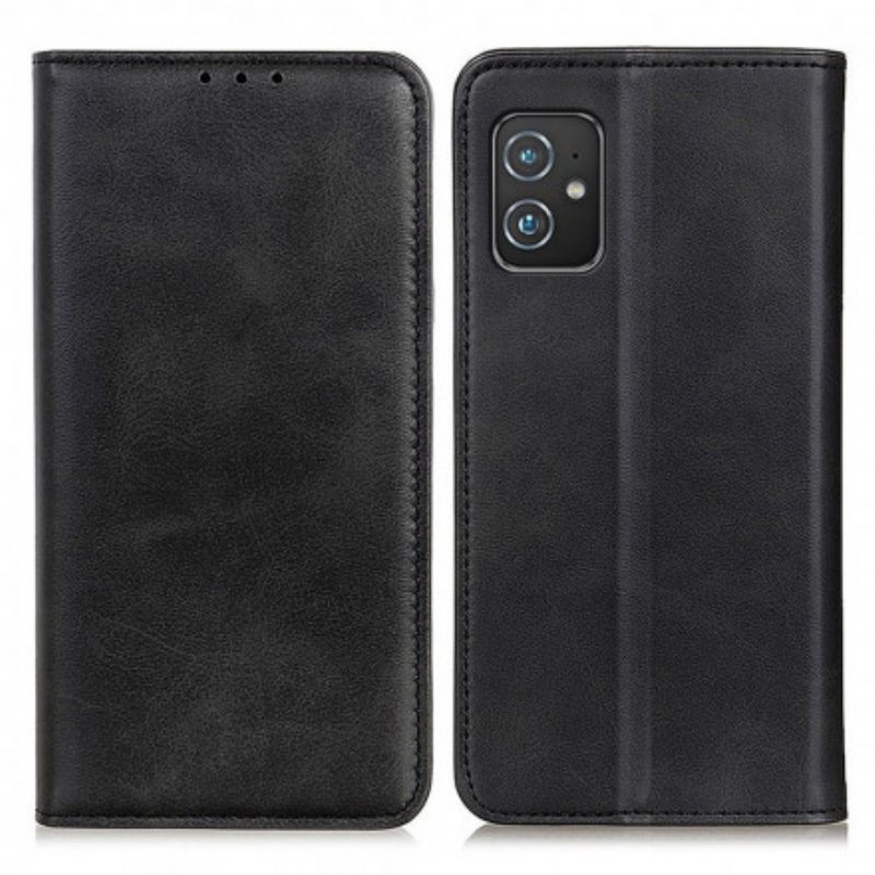 Folio Cover Asus Zenfone 8 Custodia in pelle Crosta Di Cuoio Classica