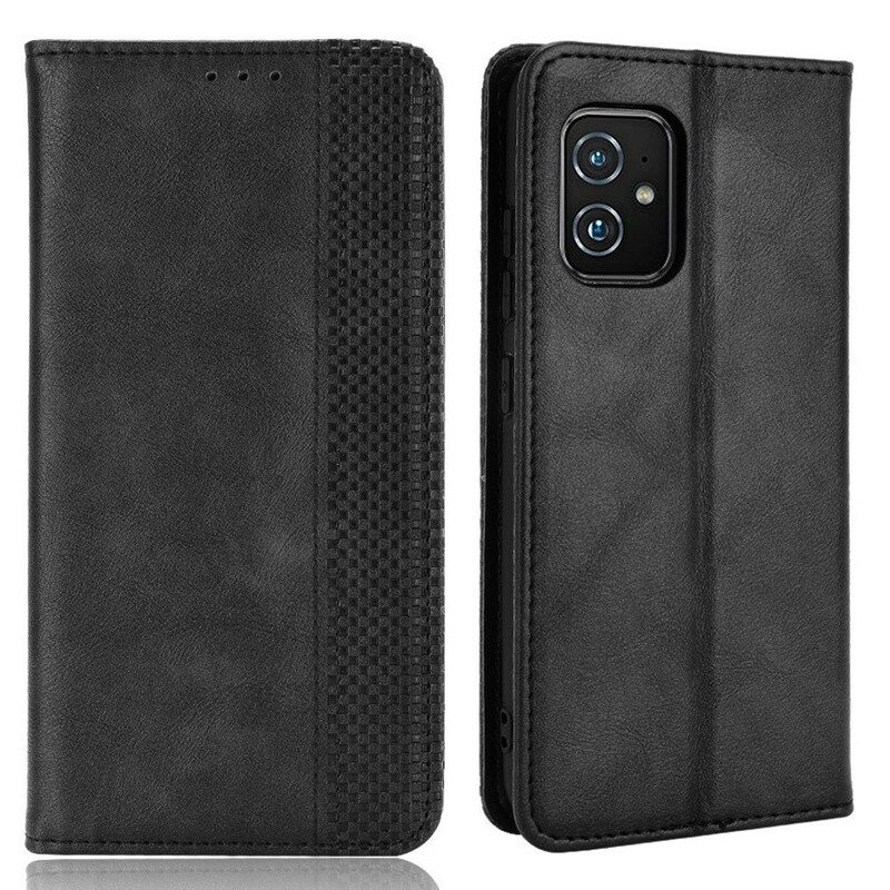 Folio Cover Asus Zenfone 8 Custodia in pelle Effetto Pelle Vintage Stilizzato