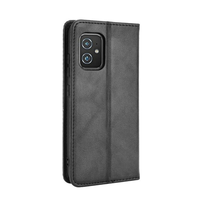 Folio Cover Asus Zenfone 8 Custodia in pelle Effetto Pelle Vintage Stilizzato