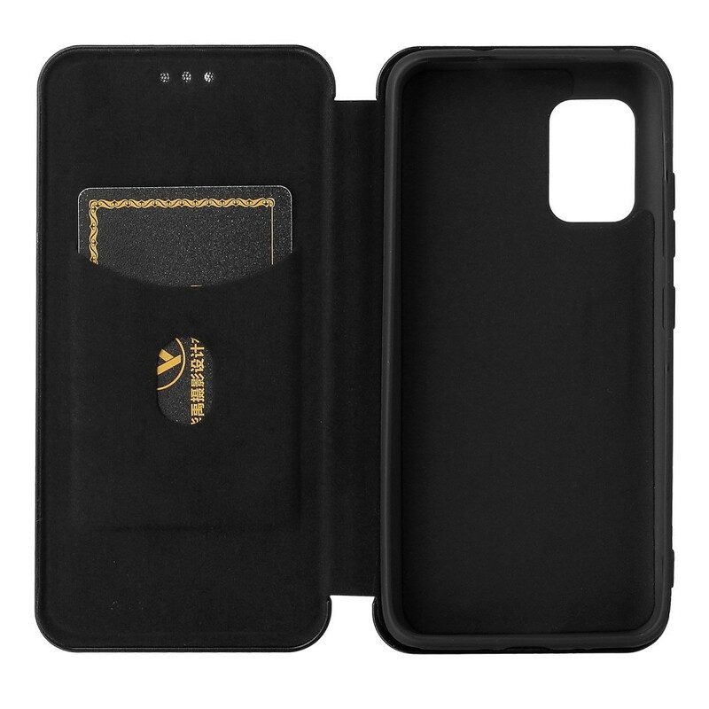 Folio Cover Asus Zenfone 8 Custodia in pelle Fibra Di Carbonio Con Anello Di Supporto