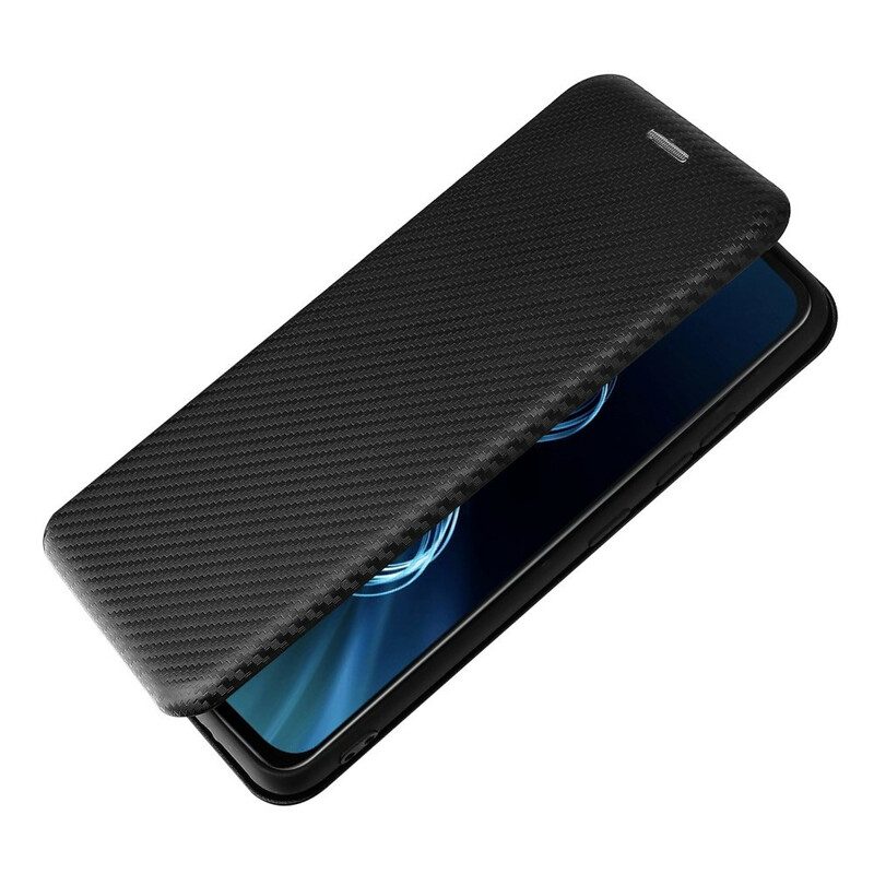 Folio Cover Asus Zenfone 8 Custodia in pelle Fibra Di Carbonio Con Anello Di Supporto