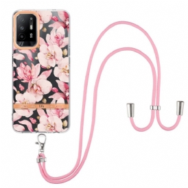 Cover Oppo A94 5G Con Cordoncino Di Fiori