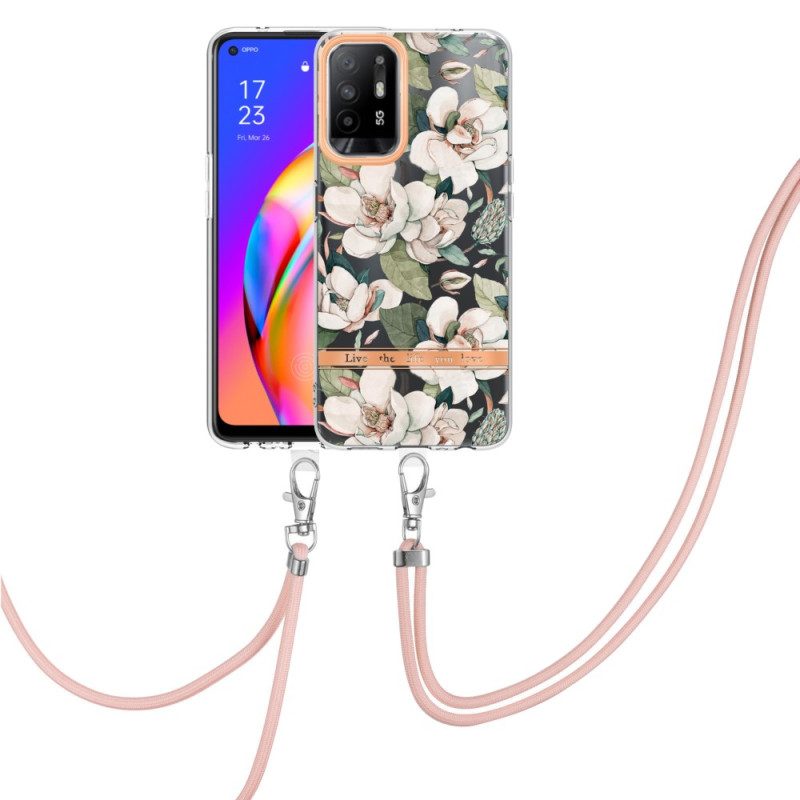 Cover Oppo A94 5G Con Cordoncino Di Fiori