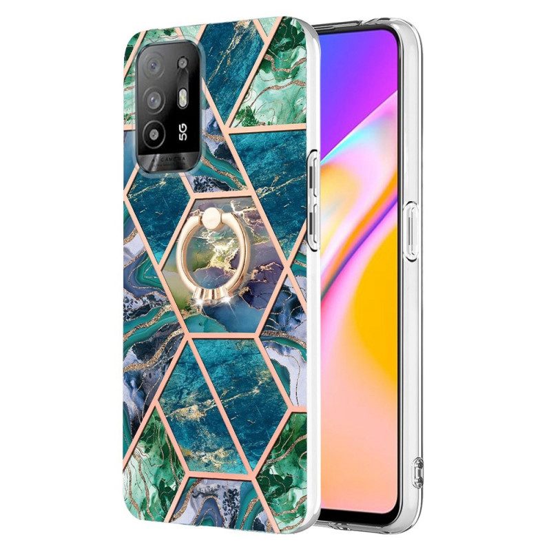 Cover Oppo A94 5G Marmo Geometrico Con Anello