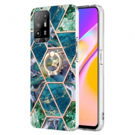 Cover Oppo A94 5G Marmo Geometrico Con Anello