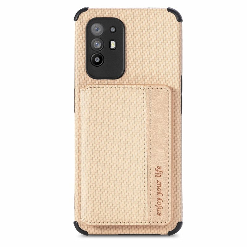 Cover Oppo A94 5G Portacarte In Fibra Di Carbonio