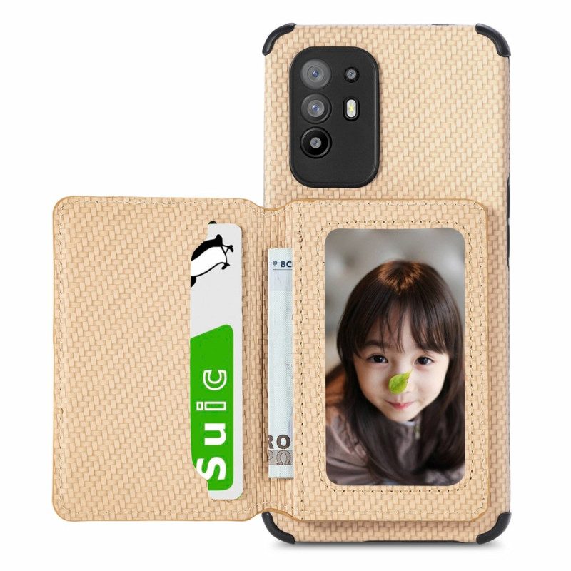 Cover Oppo A94 5G Portacarte In Fibra Di Carbonio