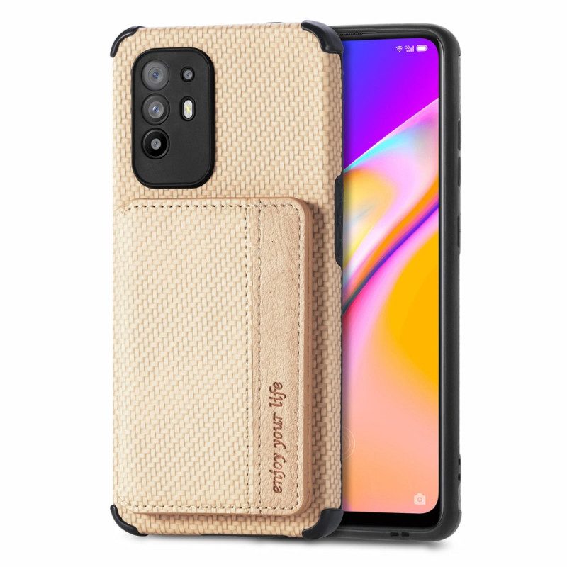 Cover Oppo A94 5G Portacarte In Fibra Di Carbonio