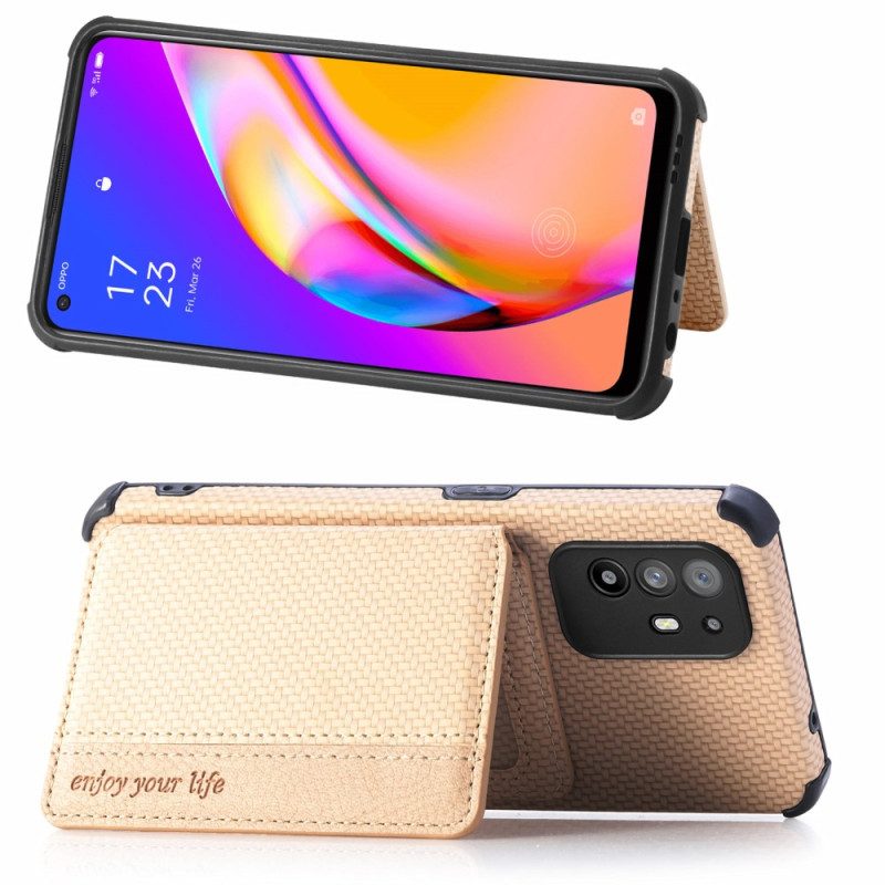 Cover Oppo A94 5G Portacarte In Fibra Di Carbonio