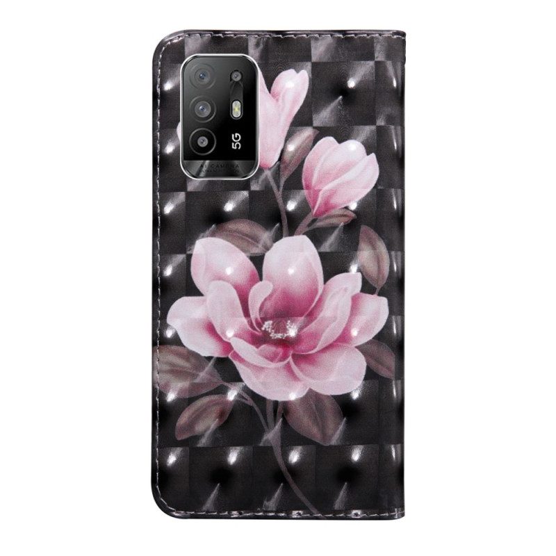 Custodia A Portafoglio Oppo A94 5G Fiori Con Cordino