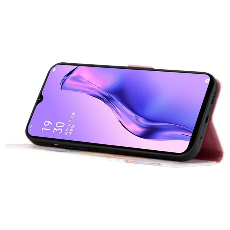 Custodia A Portafoglio Oppo A94 5G Marmo Con Cordino