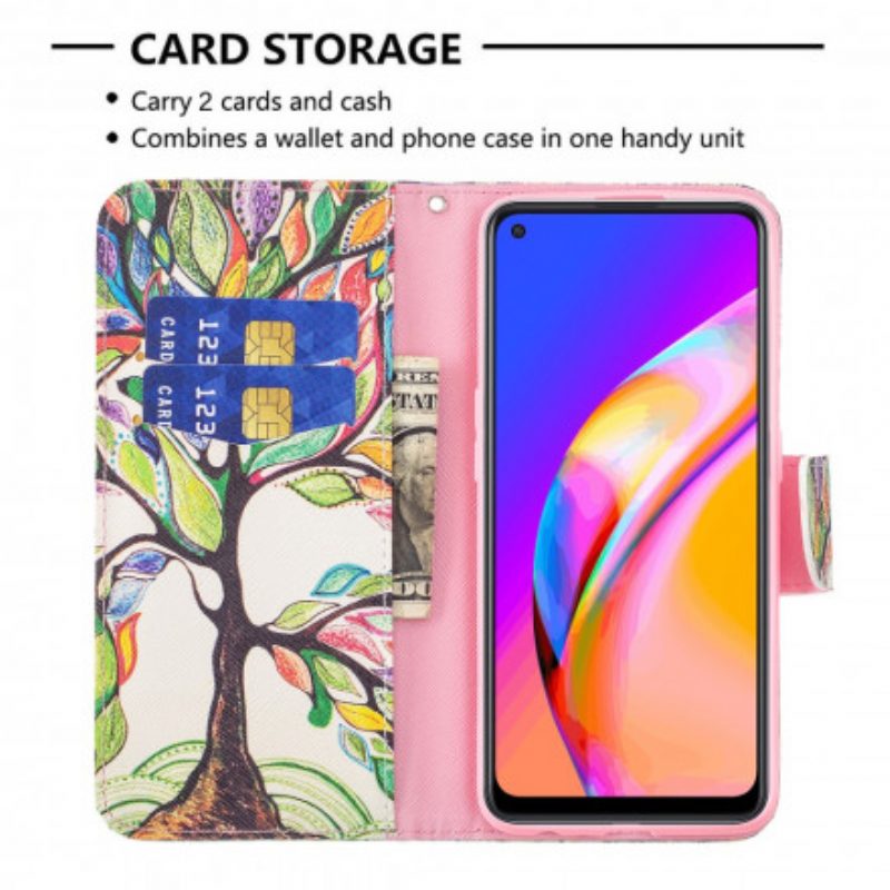 Custodia in pelle Oppo A94 5G Albero Colorato