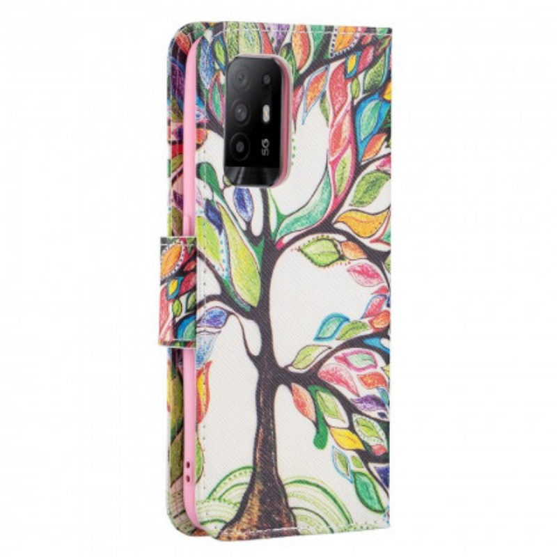 Custodia in pelle Oppo A94 5G Albero Colorato