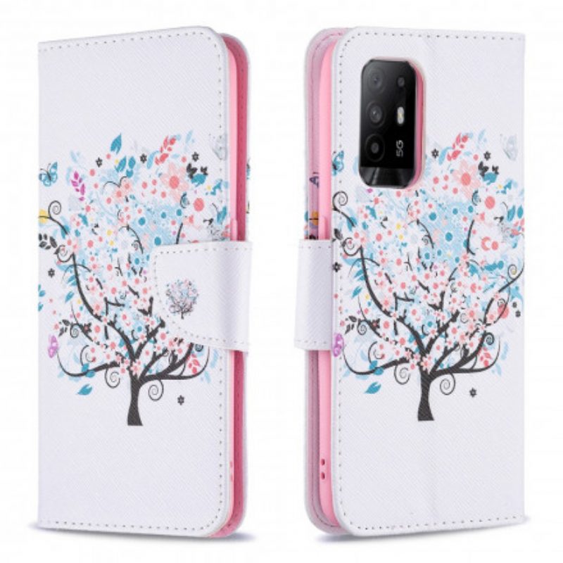 Custodia in pelle Oppo A94 5G Albero Fiorito