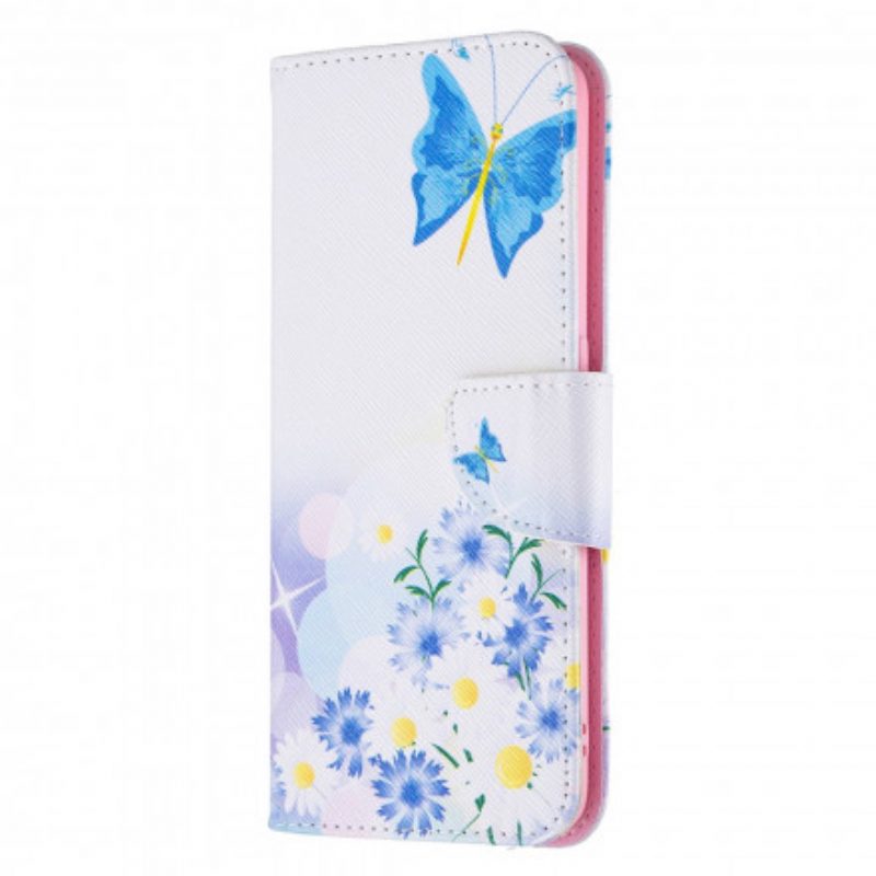 Custodia in pelle Oppo A94 5G Farfalle E Fiori Dipinti