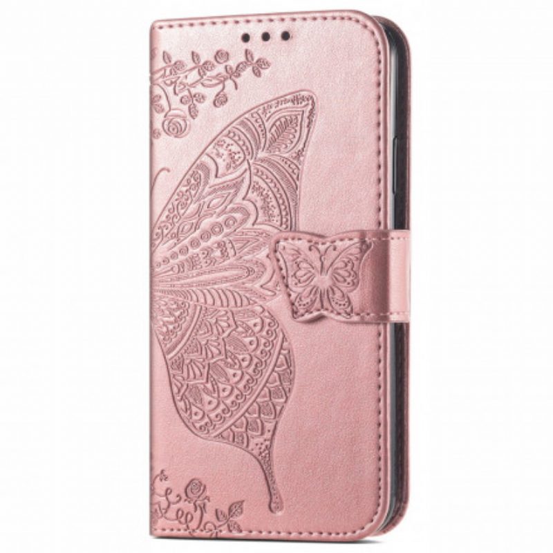 Custodia in pelle Oppo A94 5G Mezze Farfalle