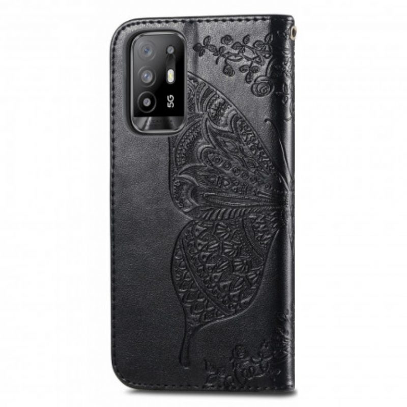 Custodia in pelle Oppo A94 5G Mezze Farfalle