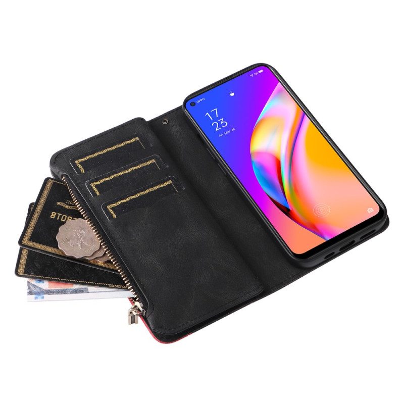 Custodia in pelle Oppo A94 5G Portamonete Bicolore Con Cordino