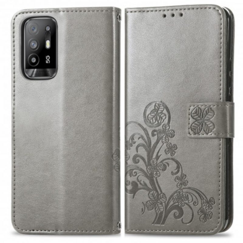 Custodia in pelle Oppo A94 5G Quadrifoglio